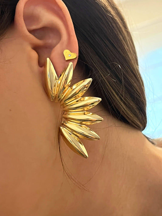 Aretes Palmera Amazónica Dorada