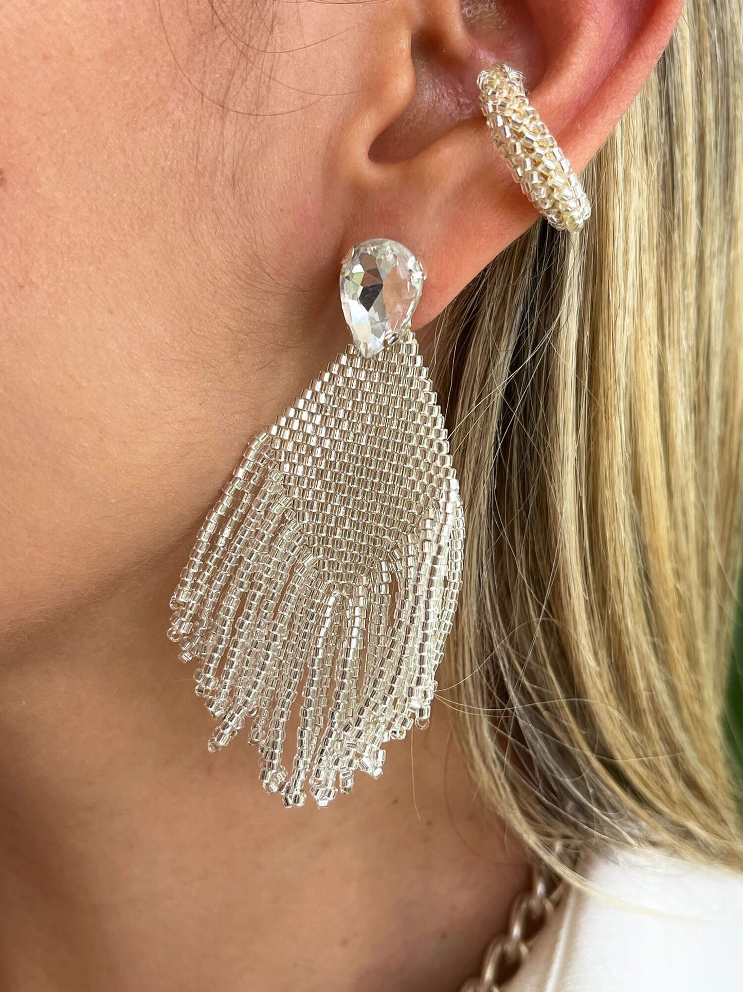 Aretes Tejido con Piedra