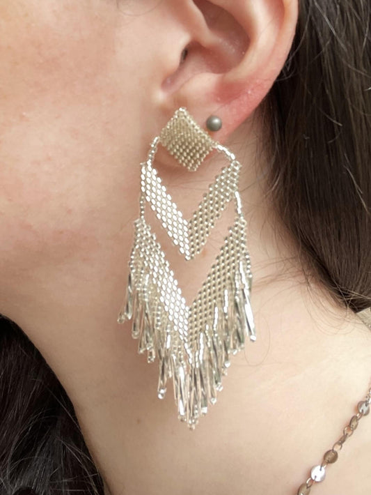 Aretes Cascada Amazónica Plateados