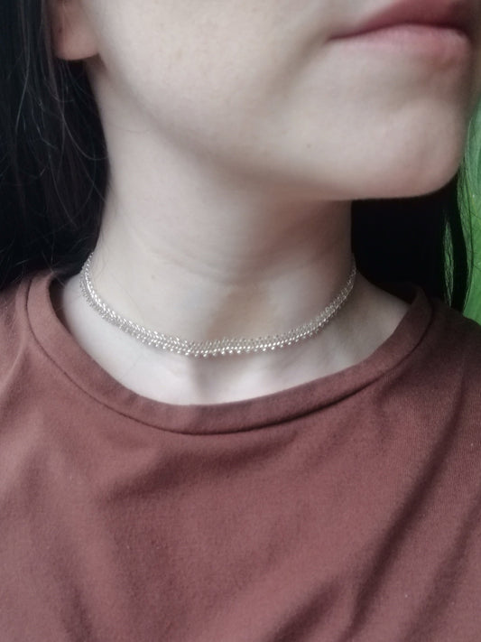 Choker Espina de Pez Plateado