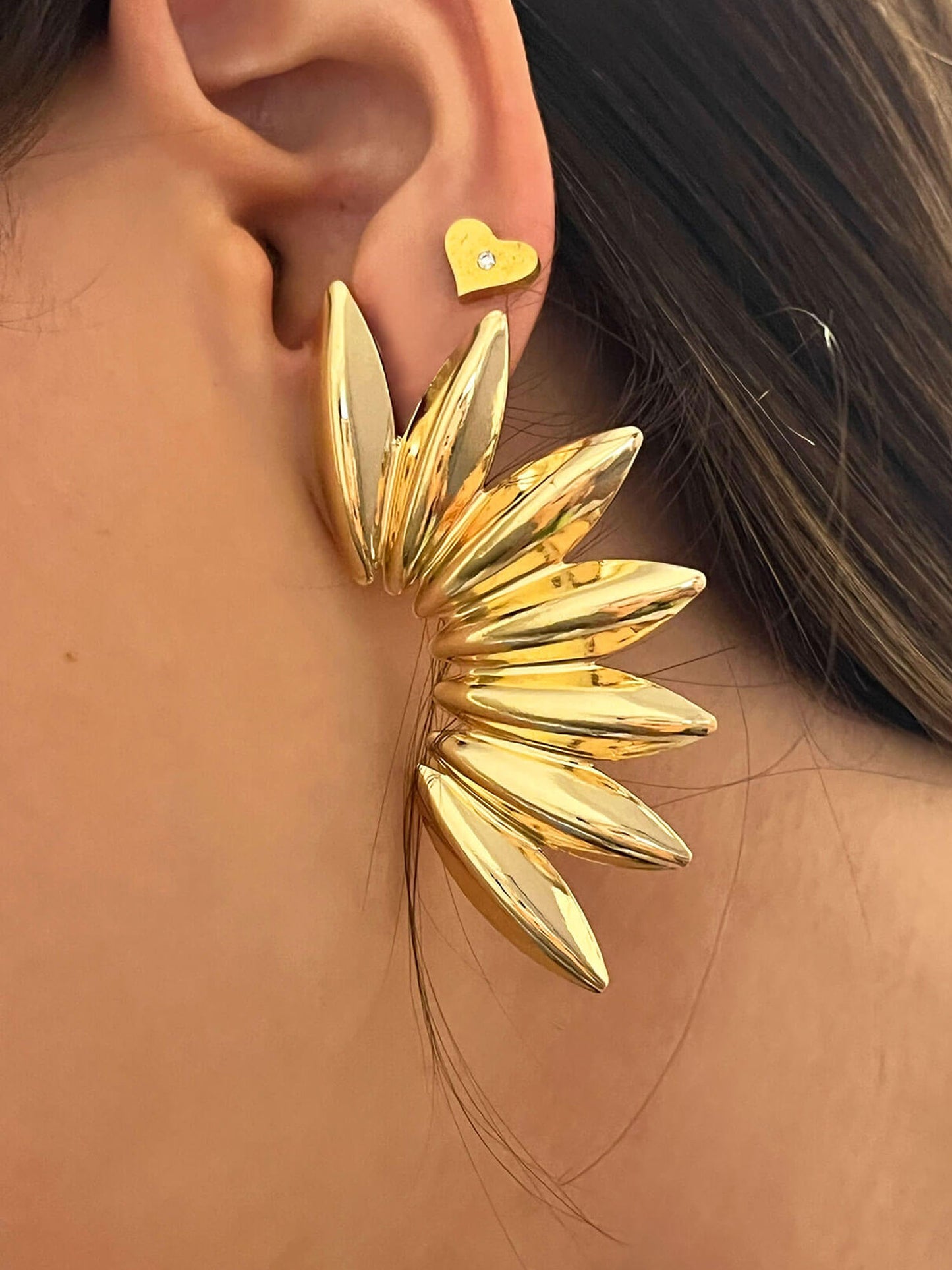 Aretes Palmera Amazónica Dorada