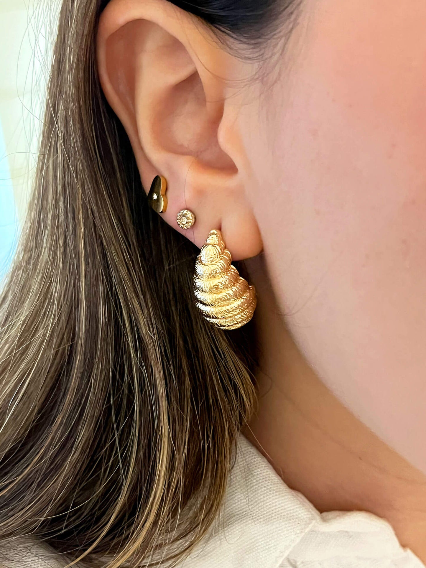 Aretes Caracol Dorado