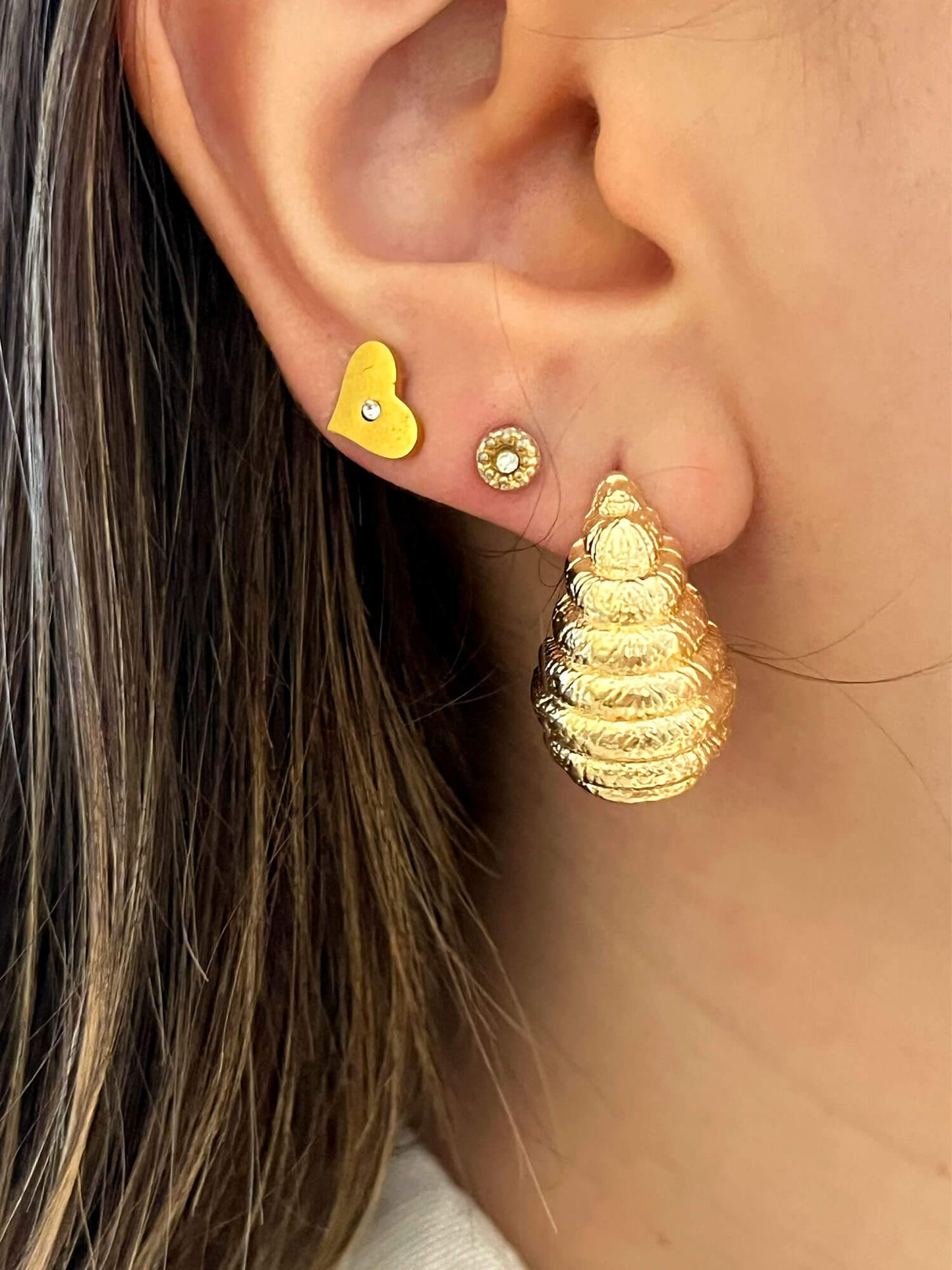 Aretes Caracol Dorado
