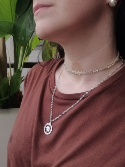 Choker Espina de Pez Plateado