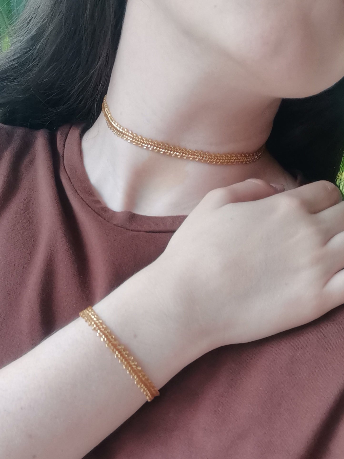 Choker Espina de Pez Dorado